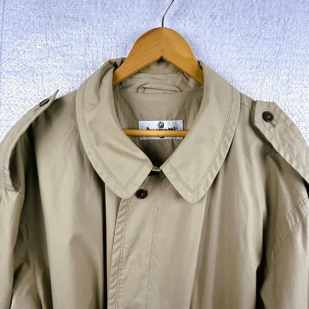 Bugatti Trench‎ Coat Mens 44L Beige Vintage Long Cotton Made in West Germany - Picture 4 of 16
